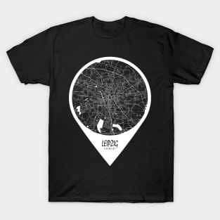 Leipzig, Germany City Map - Travel Pin T-Shirt